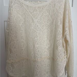 Free People Cream Lace Tunic Top NWOT
